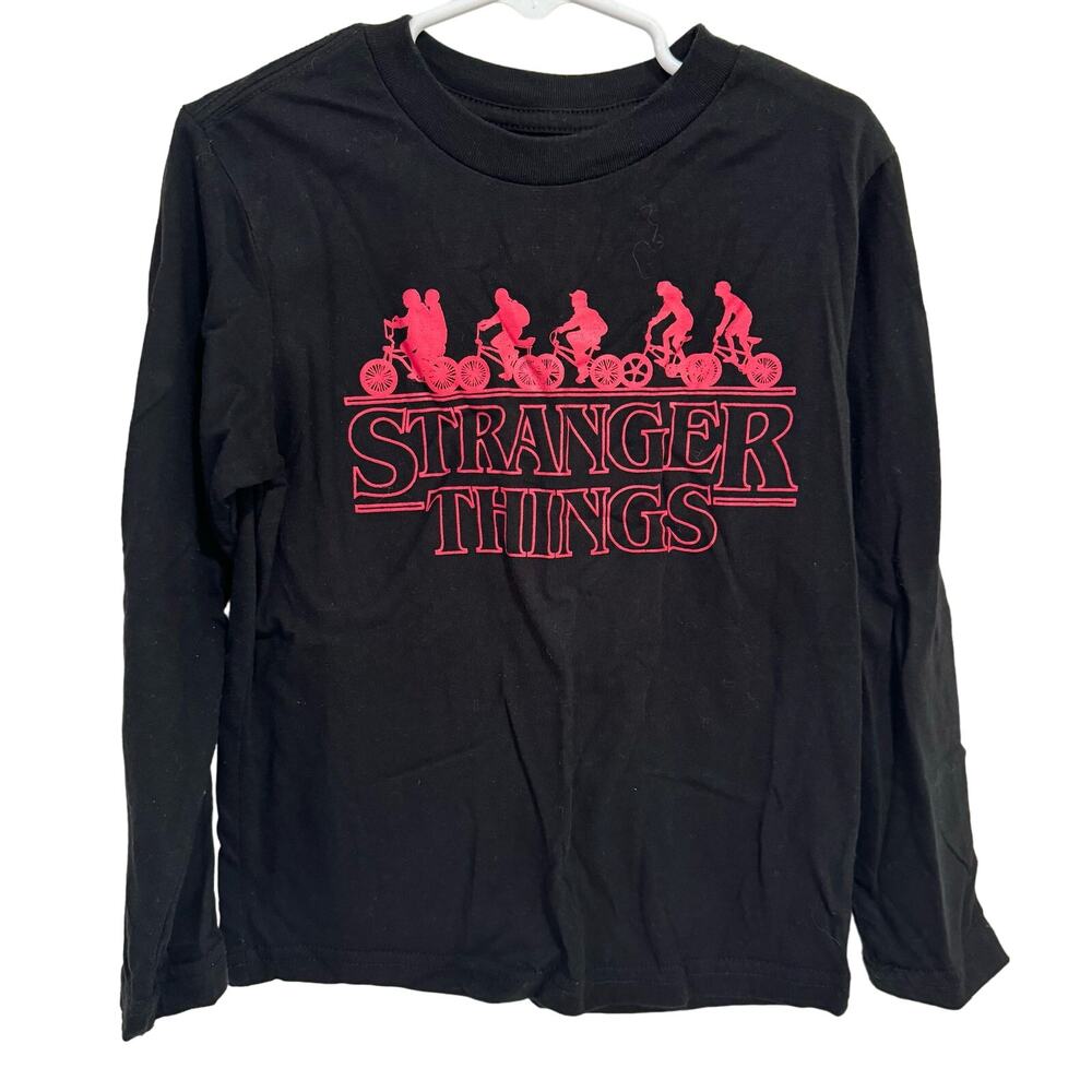 Stranger Things Black & Red Graphic Long Sleeve Shirt Size XS Kids